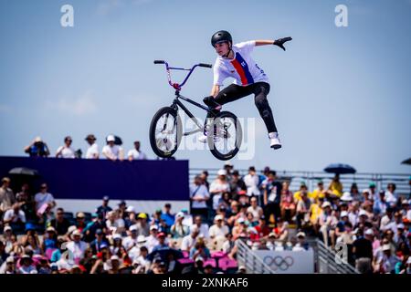 Iveta Miculycova aus Tschechien tritt am 31. Juli 2024 im BMX Freestyle Park-Finale der Olympischen Spiele in Paris an. (CTK Stockfoto