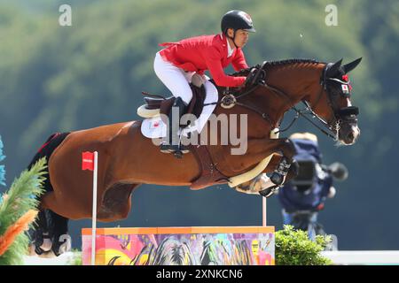 Versailles, Frankreich. August 2024. Eiken Sato (JPN): Springteam-Qualifikation während der Olympischen Spiele 2024 in Paris im Chateau de Versailles in Versailles, Frankreich. Quelle: YUTAKA/AFLO SPORT/Alamy Live News Stockfoto