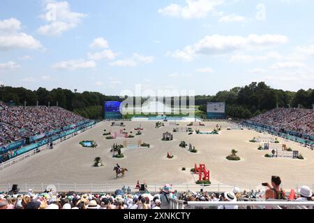 Versailles, Frankreich. August 2024. Allgemeine Ansicht Reitsport : Qualifikation des Springteams während der Olympischen Spiele 2024 in Paris im Chateau de Versailles in Versailles, Frankreich . Quelle: YUTAKA/AFLO SPORT/Alamy Live News Stockfoto