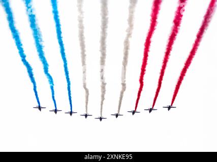 Patrouille de France (Alphajets) le 14 Juillet à Paris Stockfoto