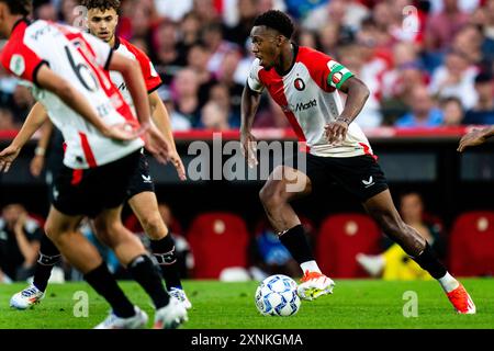 Rotterdam, Niederlande. 31. Juli 2024. Rotterdam - Antoni Milambo aus Feyenoord während des fith-Freundschaftsspiels zur Vorbereitung der Eredivisie-Saison 2024/2025. Das Eröffnungsspiel der Saison findet zwischen Feyenoord und AS Monaco FC im Stadion Feijenoord de Kuip am 31. Juli 2024 in Rotterdam, Niederlande, statt. Credit: Box to Box Pictures/Alamy Live News Stockfoto