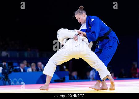 BELLANDI Alice (Italien, weiß) vs LYTVYNENKO Yelyzaveta (Ukraine, blau), FRA, Olympische Spiele Paris 2024, Judo, Damen bis 78 kg, Vorrunde, 01.08.2024 Foto: Eibner-Pressefoto/Michael Memmler Stockfoto