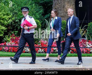 London, Großbritannien. August 2024. Chief Constable Gavin Stevens, Vorsitzender des National Police Chiefs Council. Die Polizeichefs kommen in der Downing Street 10 zu einem Treffen mit Premierminister Keir Starmer an. Dies ist eine Folge der Gewalt auf den Straßen Southport, Southend, London und Hartlepool. Quelle: Karl Black/Alamy Live News Stockfoto