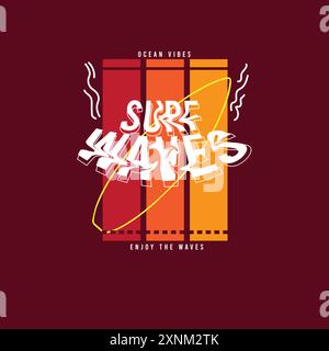 Surfwellen Typografie verzerrtes Design für den Sommer Stock Vektor