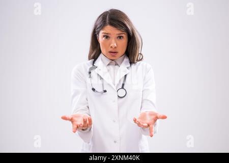 Porträt einer frustrierten Ärztin. Stockfoto