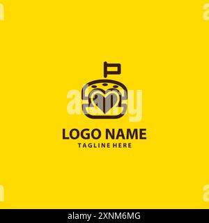 Love Burger Line Logo Design Vektor Stock Vektor