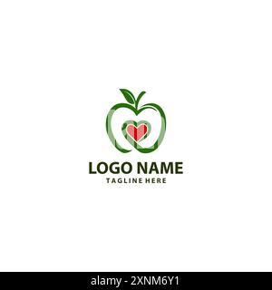 Love Apple Logo Design Vektor Stock Vektor
