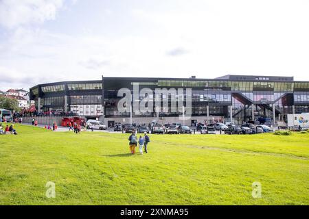 Bergen, Norwegen. August 2024. BERGEN, Brann Stadium, 01-08-2024, Saison 2024/2025, Qualifikation für die UEFA Conference League. Während des Spiels SK Brann - Go Ahead Eagles, Stadionübersicht Credit: Pro Shots/Alamy Live News Stockfoto