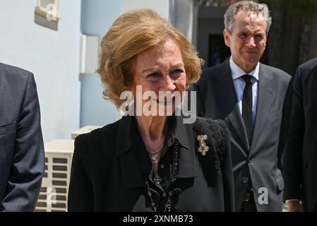 Beerdigung von Prinz Michael von Griechenland der ehemaligen Königin Sofia von Spanien bei der Beerdigung von Prinz Michael von Griechenland auf dem Ersten Friedhof von Athen. Athen Griechenland Copyright: XNicolasxKoutsokostasxNicolasxKoutsokostasx DSC 202408010228 Stockfoto