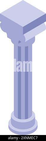 Isometrische Ansicht einer geriffelten Säule mit einer einfachen Hauptstadt, die das Wesen des griechischen architektonischen Designs verkörpert Stock Vektor