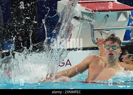 Parigi, Frankreich. 31. August 2024. Leon Marchand aus Frankreich bei den Olympischen Sommerspielen 2024, Mittwoch, 31. Juli 2024, in Paris, Frankreich. (Foto: Gian Mattia D'Alberto/LaPresse) Credit: LaPresse/Alamy Live News Stockfoto