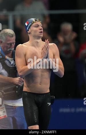 Parigi, Frankreich. 31. August 2024. Leon Marchand aus Frankreich bei den Olympischen Sommerspielen 2024, Mittwoch, 31. Juli 2024, in Paris, Frankreich. (Foto: Gian Mattia D'Alberto/LaPresse) Credit: LaPresse/Alamy Live News Stockfoto