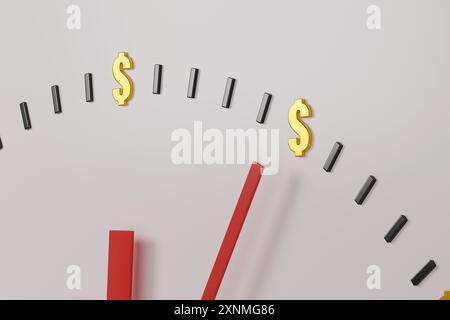 Uhr mit Dollarzeichen auf den Stunden. Zeit ist Geld. 3D-Abbildung. Stockfoto