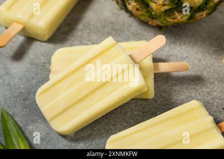 Gesunde Ananas Pina Colada Eis mit Kokos Stockfoto