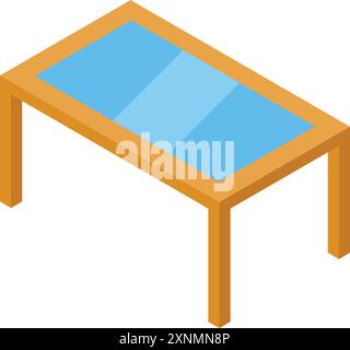 Ein einfacher Bürotisch aus Glas steht auf weißem Hintergrund Stock Vektor