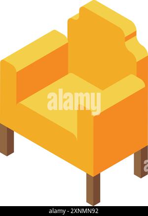 Gelber Sessel auf Holzbeinen, bequeme Möbel für Wohnzimmer oder Büro Stock Vektor