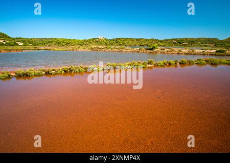 Ehemalige Salzproduktion, SES salines. Mongofre Nou. Menorca. Balearen. Spanien. Stockfoto