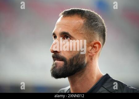 Valerio Di Cesare vom SSC Bari während Bari vs Salernitana, Freundschaftsfußballspiel in Bari, Italien, Juli 31 2024 Stockfoto