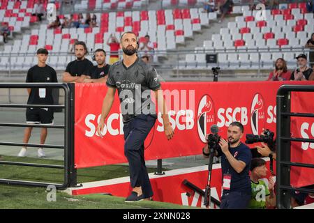 Valerio Di Cesare vom SSC Bari während Bari vs Salernitana, Freundschaftsfußballspiel in Bari, Italien, Juli 31 2024 Stockfoto