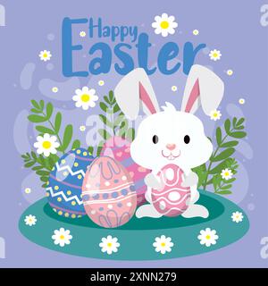 Happy easter Car Bunny and easter Eggs Vektor Stock Vektor