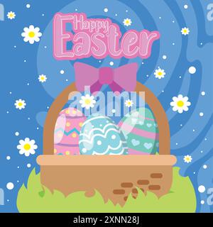 Happy easter Car Bunny and easter Eggs Vektor Stock Vektor