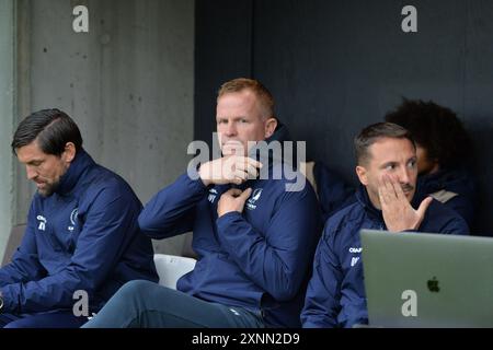 Nordragota, Färöer. August 2024. Gents Cheftrainer Wouter Vrancken wurde am Donnerstag, den 1. August 2024, in Nordragota auf den Färöer Inseln während des Spiels zwischen der belgischen Fußballmannschaft KAA Gent und der Färöer Vikingur, dem Rückspiel der 2. Qualifikationsrunde der UEFA Conference League, dargestellt. Gent gewann das erste Leg mit 4:1. BELGA FOTO JILL DELSAUX Credit: Belga News Agency/Alamy Live News Stockfoto