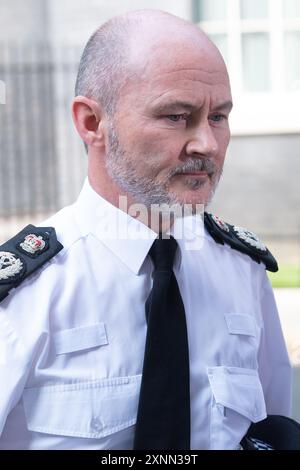 London, Großbritannien. August 2024. Chief Constable Gavin Stephens, Vorsitzender des National Police Chiefs' Council (NPCC), nimmt an einem Treffen der Polizeichefs mit dem britischen Premierminister Sir Keir Starmer in der Downing Street Teil. Quelle: Justin Ng/Alamy Live News. Stockfoto