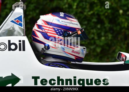 Logan Sargeant, Williams-Cosworth FW08-02, die Formel-1-Teams, eine Auswahl aktueller und früherer Formel-Teams und Fahrer, darunter einige Weltmeister Stockfoto