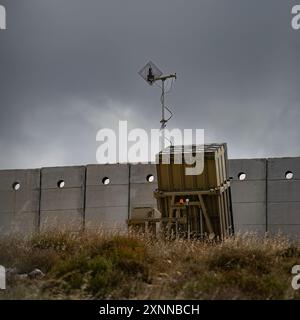 Jerusalem, Israel - 25. Mai 2024: Eine Raketenbatterie des Eisernen Kuppels zum Schutz Jerusalems. Stockfoto