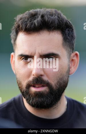 Legia Warszawas Trainer Gonzalo Feio nach der UEFA Conference League, zweite Qualifikationsrunde, zweites Legspiel im Bangor City Stadium, Wales. Bilddatum: Donnerstag, 1. August 2024. Stockfoto