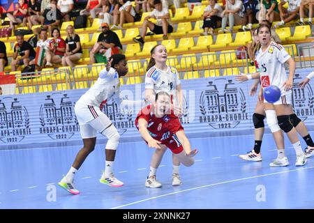 Skopje, Mazedonien-7 30 2024. Endspiel zwischen Frankreich und Ungarn. Frankreich gewann den Titel. Die IHF U20 Handball-Weltmeisterschaft der Frauen 2024.d Stockfoto