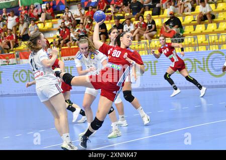 Skopje, Mazedonien-7 30 2024. Endspiel zwischen Frankreich und Ungarn. Frankreich gewann den Titel. Die IHF U20 Handball-Weltmeisterschaft der Frauen 2024.d Stockfoto