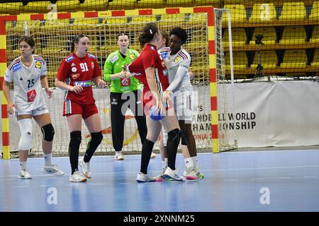 Skopje, Mazedonien-7 30 2024. Endspiel zwischen Frankreich und Ungarn. Frankreich gewann den Titel. Die IHF U20 Handball-Weltmeisterschaft der Frauen 2024.d Stockfoto