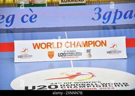 Skopje, Mazedonien-7 30 2024. Endspiel zwischen Frankreich und Ungarn. Frankreich gewann den Titel. Die IHF U20 Handball-Weltmeisterschaft der Frauen 2024.d Stockfoto