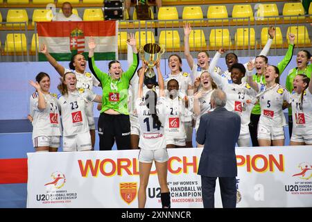 Skopje, Mazedonien-7 30 2024. Endspiel zwischen Frankreich und Ungarn. Frankreich gewann den Titel. Die IHF U20 Handball-Weltmeisterschaft der Frauen 2024.d Stockfoto