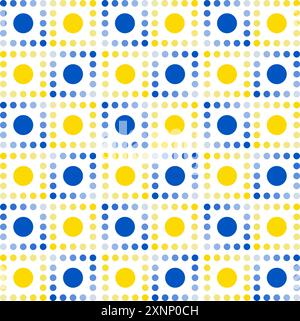 Hintergrund, Tapete mit einem Muster mit Punkten durchgehend in den Farben Blau und Gelb, Quadrat, Vektorgrafik, deutschland Stock Vektor