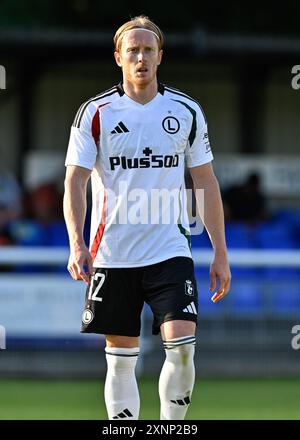 Radovan Pankov von Legia Warszawa während der UEFA Europa Conference League 2. Qualifikationsrunde 2. Legs Spiel Caernarfon Town gegen Legia Warschau in Nantporth, Bangor, Großbritannien, 1. August 2024 (Foto: Cody Froggatt/News Images) Stockfoto