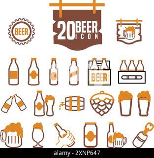 Bier Symbol Set alkoholisches Getränk Vektor Stock Vektor