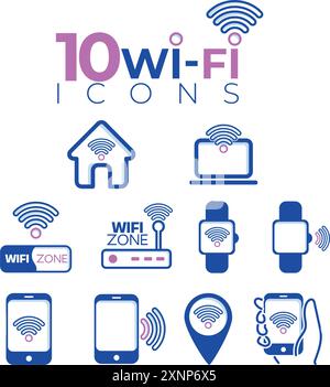 Symbole der Wi-fi-Zone Festlegen des Verbindungssymbols Vektor Stock Vektor