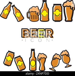 Set von Bieren Symbol flache Design Vektor Stock Vektor