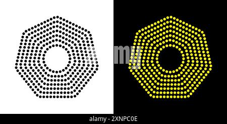 Achteckige Figur, geometrisch gepunktet. Geometrisches Heptagon-Symbol. Bearbeitbare Kontur. Stock Vektor