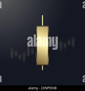 Ein luxuriöses Balkendiagramm. Gold Graph Chart mit Aufwärtspfeil oben für Business Candle Stick Chart für Investment Trading Stock Vektor