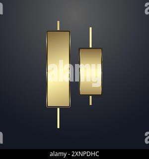 Zwei Balkendiagramme Gold, Luxus mit einem Pfeil nach oben oben, der für Business Kerzenstichdiagramm des Investmenthandels auf dunklem Hintergrund verwendet wird Stock Vektor