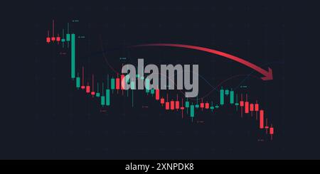 Down-tren von Börsendiagrammen und Forex-Handelsdiagrammen im Aufwärtstrend-Konzept für Finanzinvestitionen oder wirtschaftliche Trends Geschäftsidee. Abstrakter Finan Stock Vektor