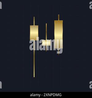 Luxuriöser, goldener Diagrammbalken für Börsendiagramme und Forex-Handelsdiagramme im Aufwärtstrend-Konzept für Finanzinvestitionen. Vektor, Illustrationsdesign Stock Vektor