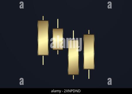 Gold, Luxus Balkendiagramme mit Aufwärtspfeil oben verwendet für Business Kerzenstichdiagramm für Investmenthandel auf dunklem Hintergrund Stock Vektor
