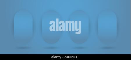 Set aus 4 blauen abstrakten Polygonen Formen Hintergrund für kosmetische Produkte. Sammlung von 4 geometrischen eleglantenblauen Hintergründen Stock Vektor