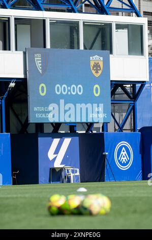 Andorra La Vella, Andorra : 18. Juli 2024 : Bälle vor der zweiten Qualifikationsrunde - 2. Hinspiel der Qualifikation zur UEFA Europa Conference League 2024 - 2 Stockfoto