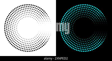 Geometrische Form eines abstrakten Kreises mit Punkten. Rundkreis, konzentrische Ringform. Stock Vektor