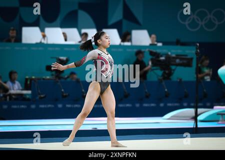 Rina Kishi ( JPN ) Bodenübung, künstlerische Gymnastik, Frauen&#39;Allround-Finale während der Olympischen Spiele Paris 2024 am 1. August 2024 in der Bercy Arena in Paris, Frankreich Credit: Independent Photo Agency/Alamy Live News Stockfoto